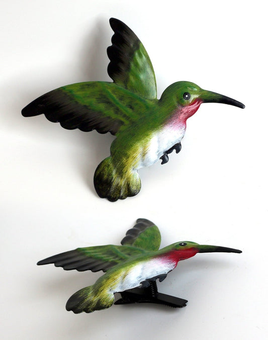 Green Hummingbird Metal Clip On Wall Decor