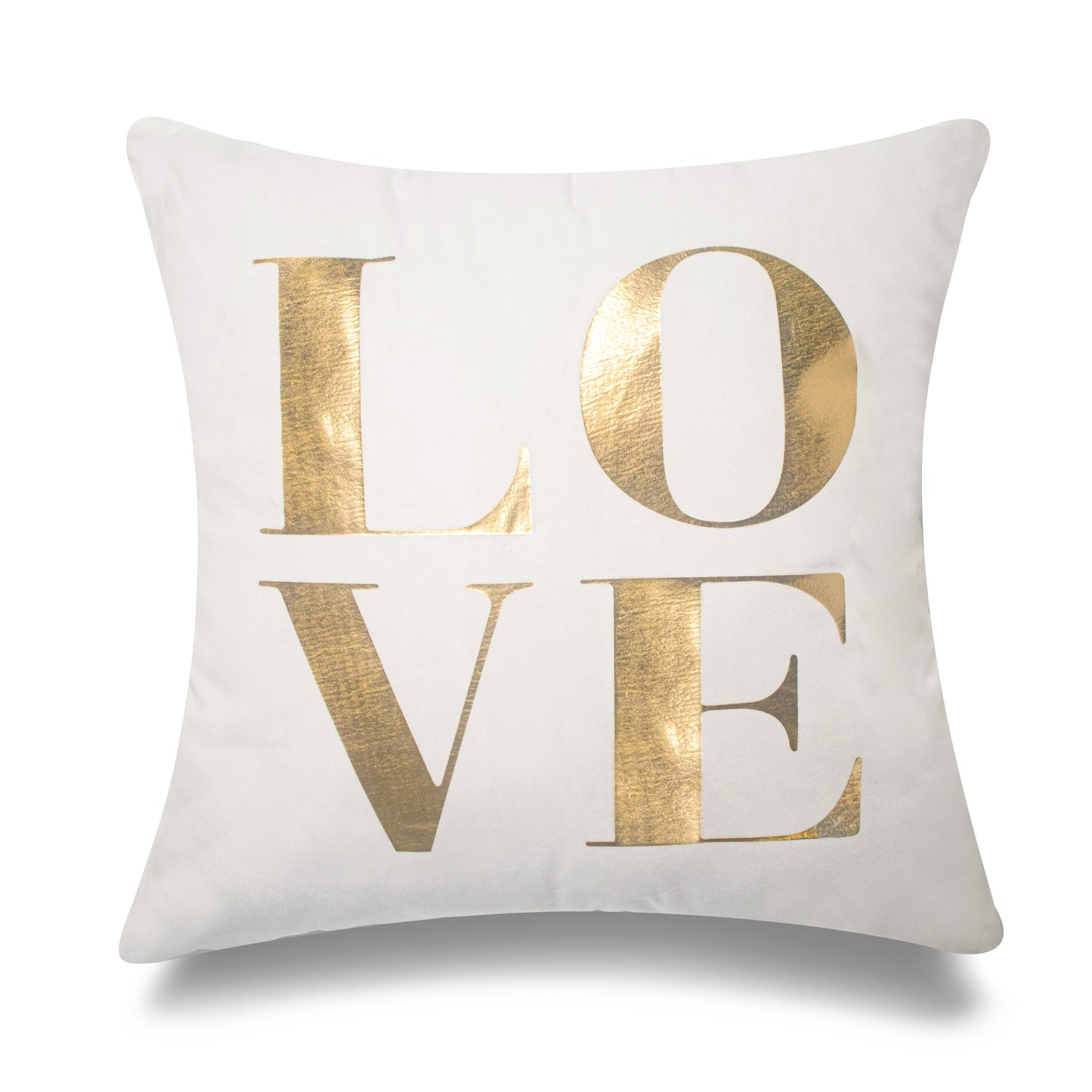 Love Gold Foil On White With Feather Down Insert Pillow