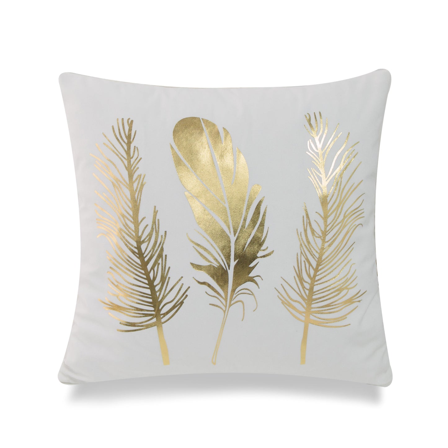 Feathers Gold Foil On White With Feather Down Insert Pillow