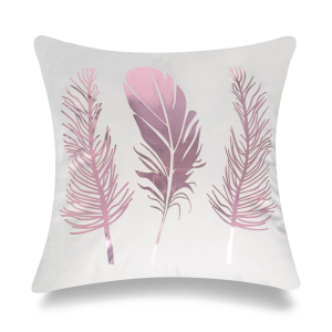 Feathers Pink Foil On White With Feather Down Insert Pillow