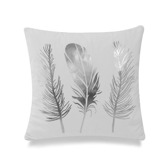 Feathers Silver Foil On White With Feather Down Insert Pillow