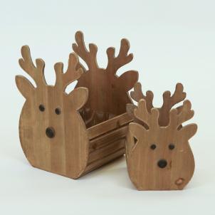 Set Of 2 Reindeer Heads Planters