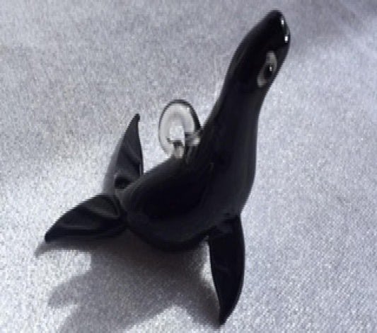 Hanging Black Dolphin Glass Ornament