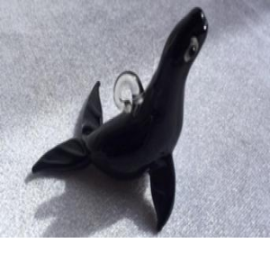 Hanging Black Dolphin Glass Ornament