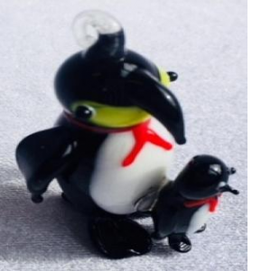 Mama Penguin And Baby Hanging Glass Ornament