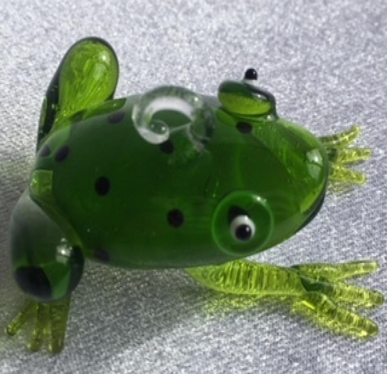 Hanging Green Frog Glass Ornament