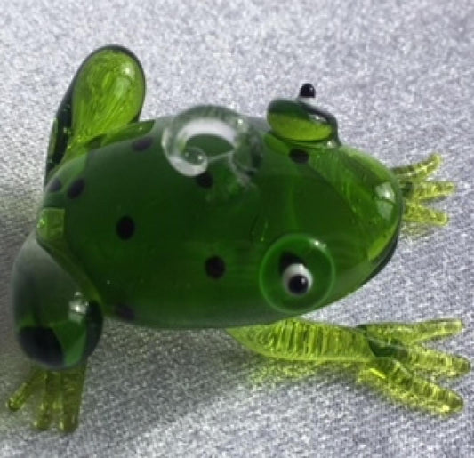 Hanging Green Frog Glass Ornament