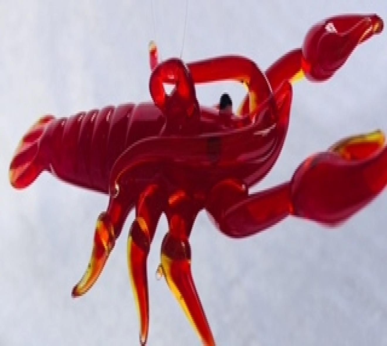 Hanging Red Lobster Glass Ornament