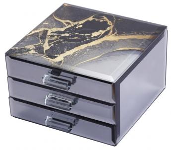 Agate Crystal Marbled Top With 3 Drawers Jewellery Box