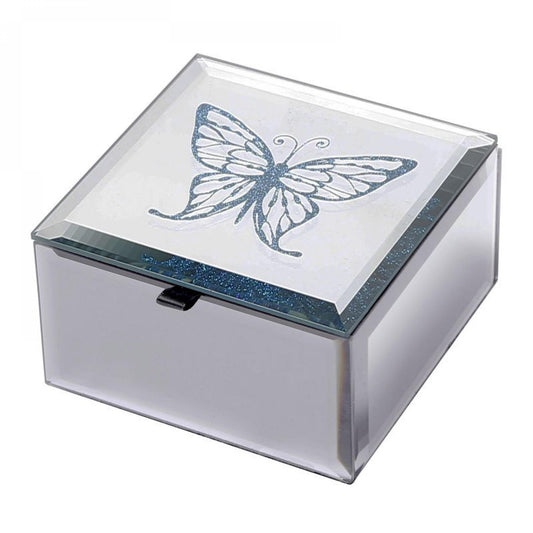 Blue Butterfly Topped Jewellery Box