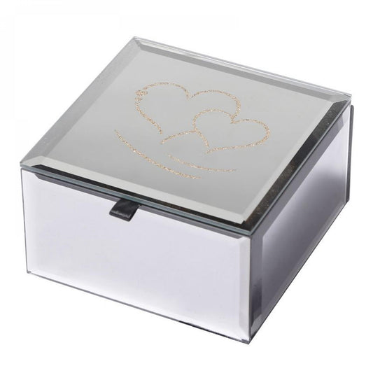 Gold Double Hearts Top Jewellery Box