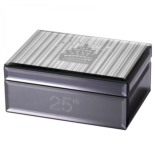 Etched 25Th With Etched Cake Top Jewellery Box