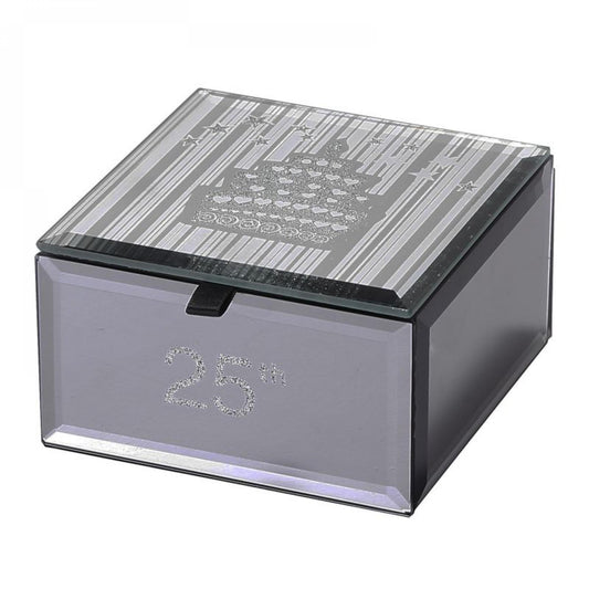 Etched 25Th With Etched Cake Top Jewellery Box