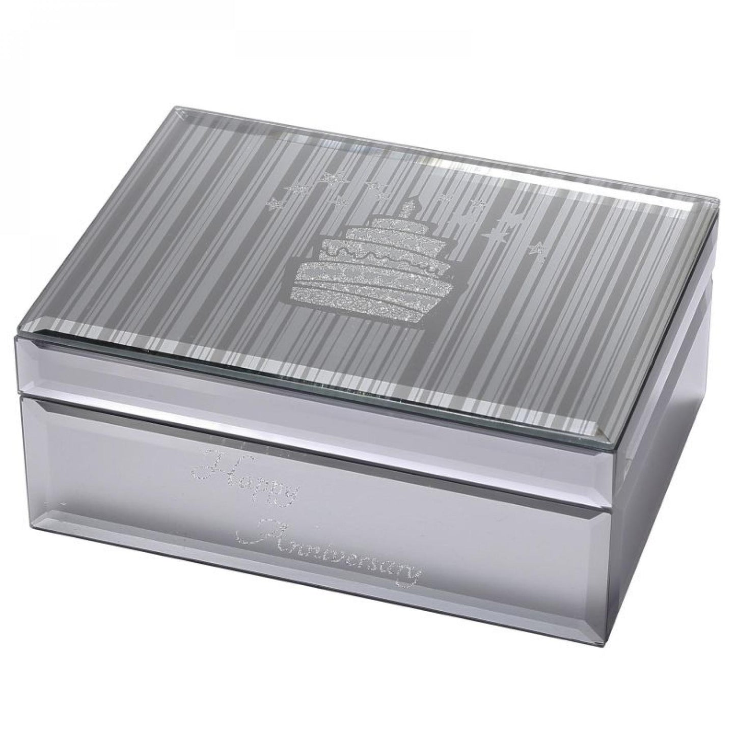 Etched Happy Anniversary With Etched Cake Top Jewellery Box