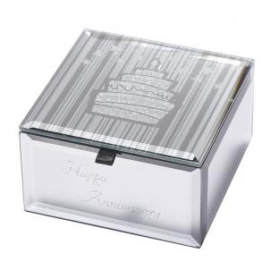 Etched Happy Anniversary With Etched Cake Top Jewellery Box