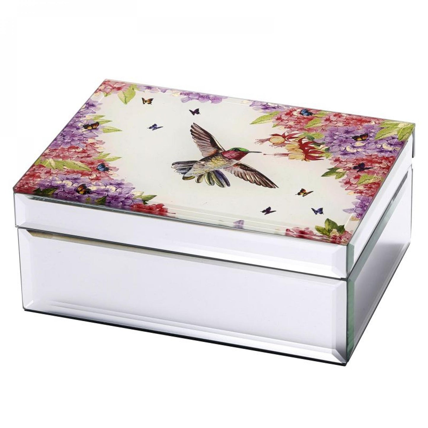 Bird And Flower Topped Jewellery Box