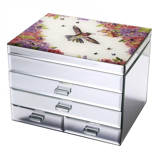 Spirit Of Summer Bird And Floral Top With 5 Drawers Jewellery Box