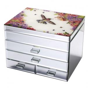 Spirit Of Summer Bird And Floral Top With 5 Drawers Jewellery Box