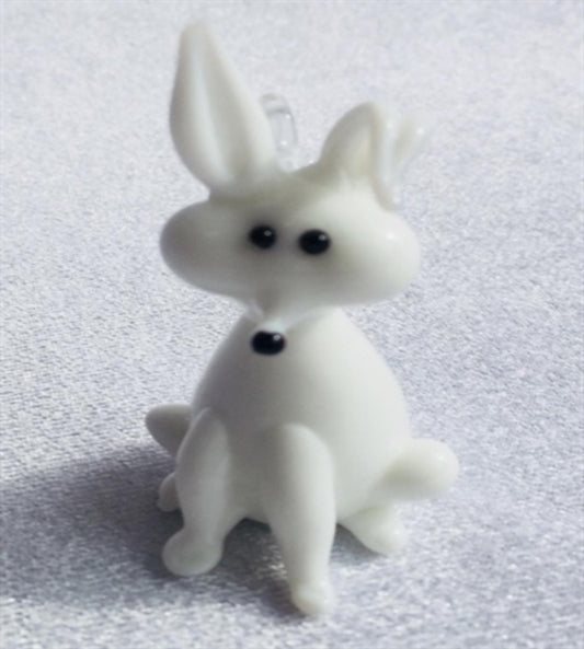 Hanging White Glass Bunny Ornament