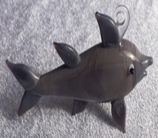 Hanging Glass Gray Shark Ornament