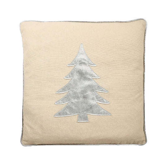 Silver Applique Christmas Tree With Feather Down Insert Pillow