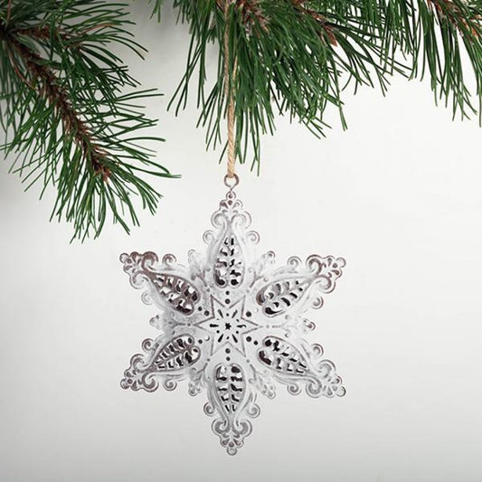 Ornate Silver Snowflake Ornament