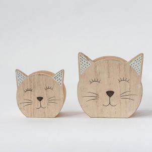 Set Of 2 Washed Light Pink And Black Wooden Cat Boxes