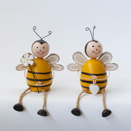 Set Of 2 Assorted Metal Bees Friends Figurine