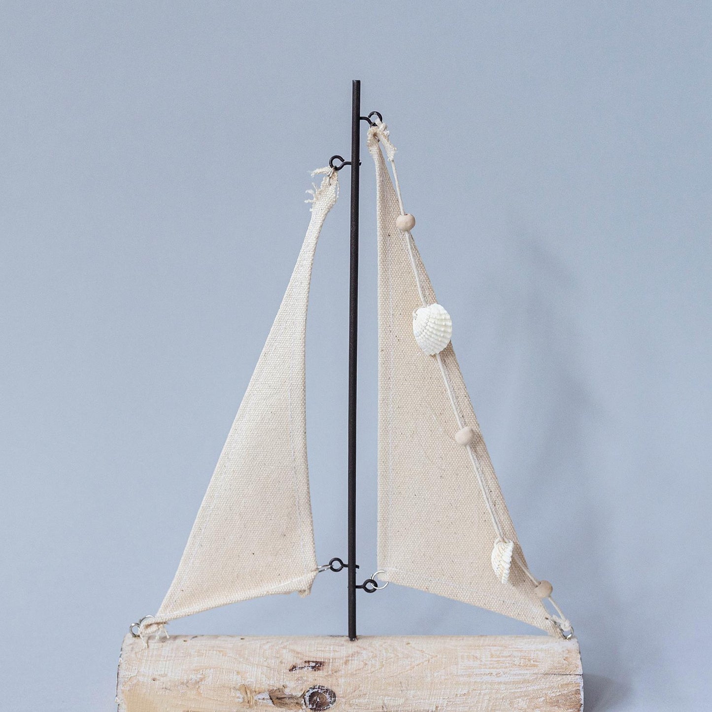 Wooden Raft With Fabric Sail Figurine