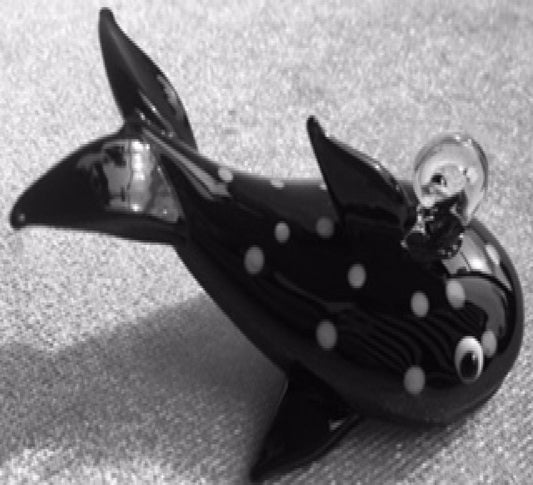 Hanging Black And White Glass Whale Ornament