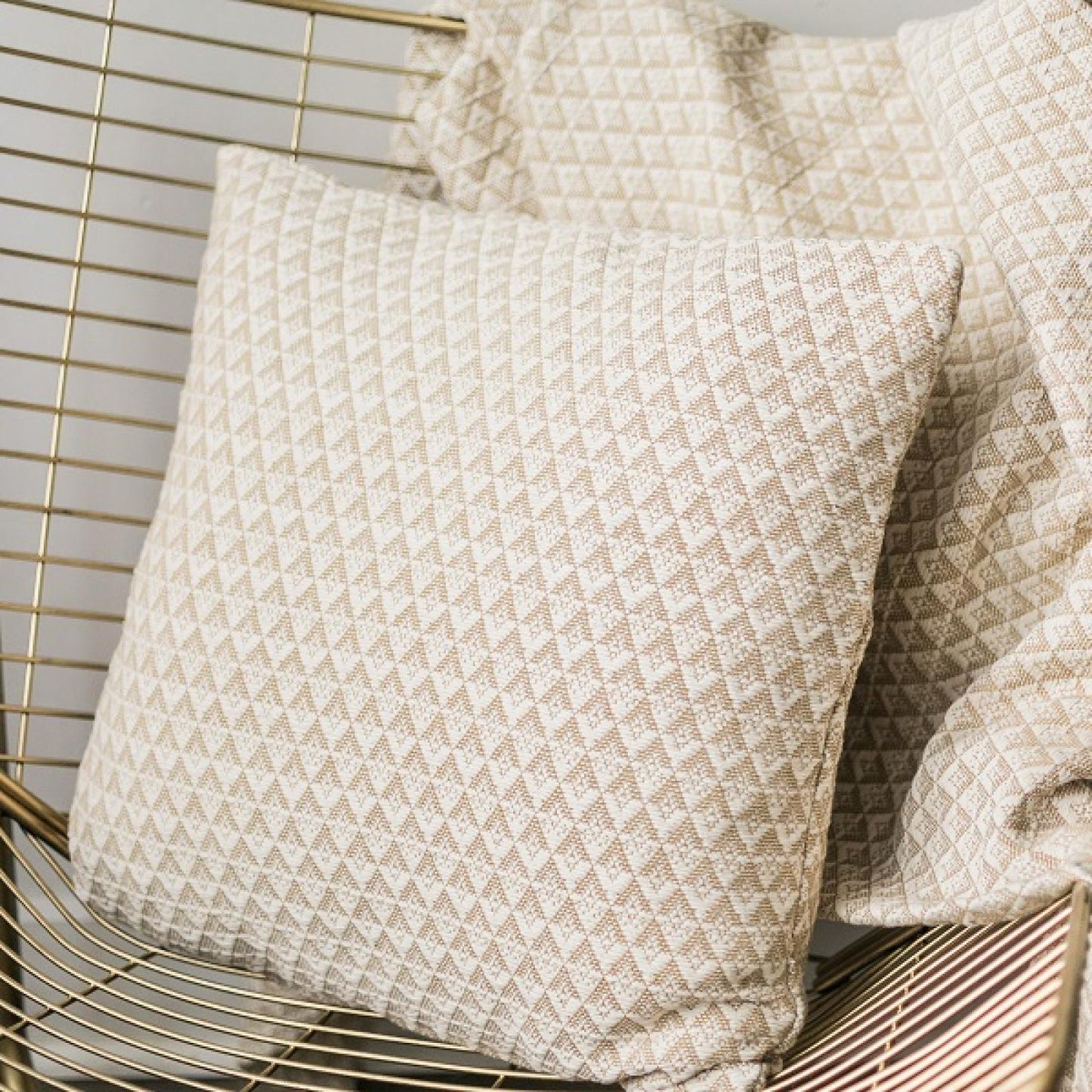 Cream And Tan Patterned Cushion Cover