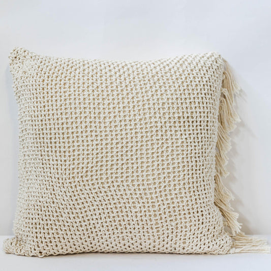 Square Knit With Tassels On One Side Cushion Cover