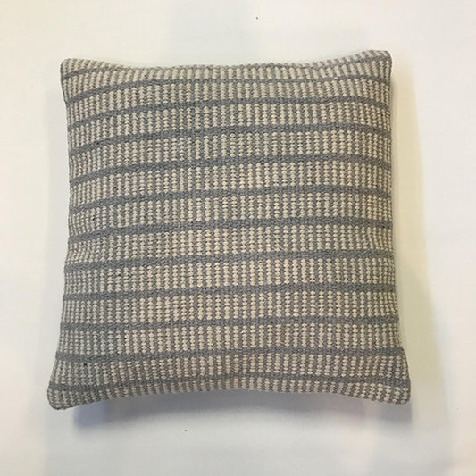 Knitted Bluish Gray And Beige Patterned Cushion Cover