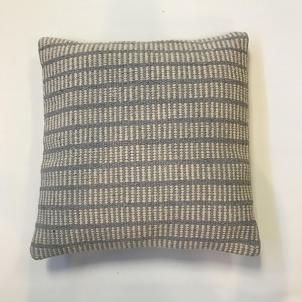 Knitted Bluish Gray And Beige Patterned Cushion Cover