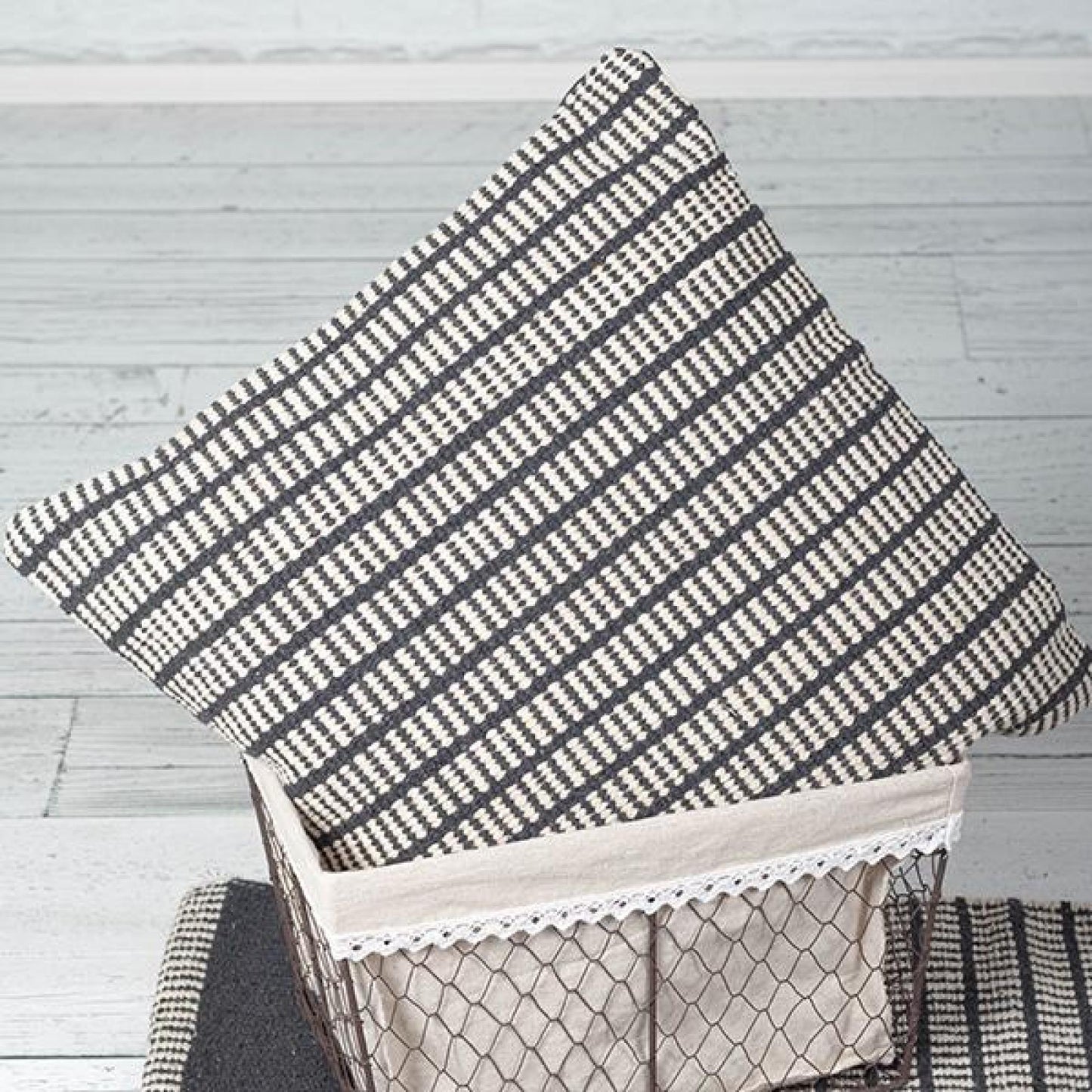 Knitted Beige And Gray Pattern Cushion Cover