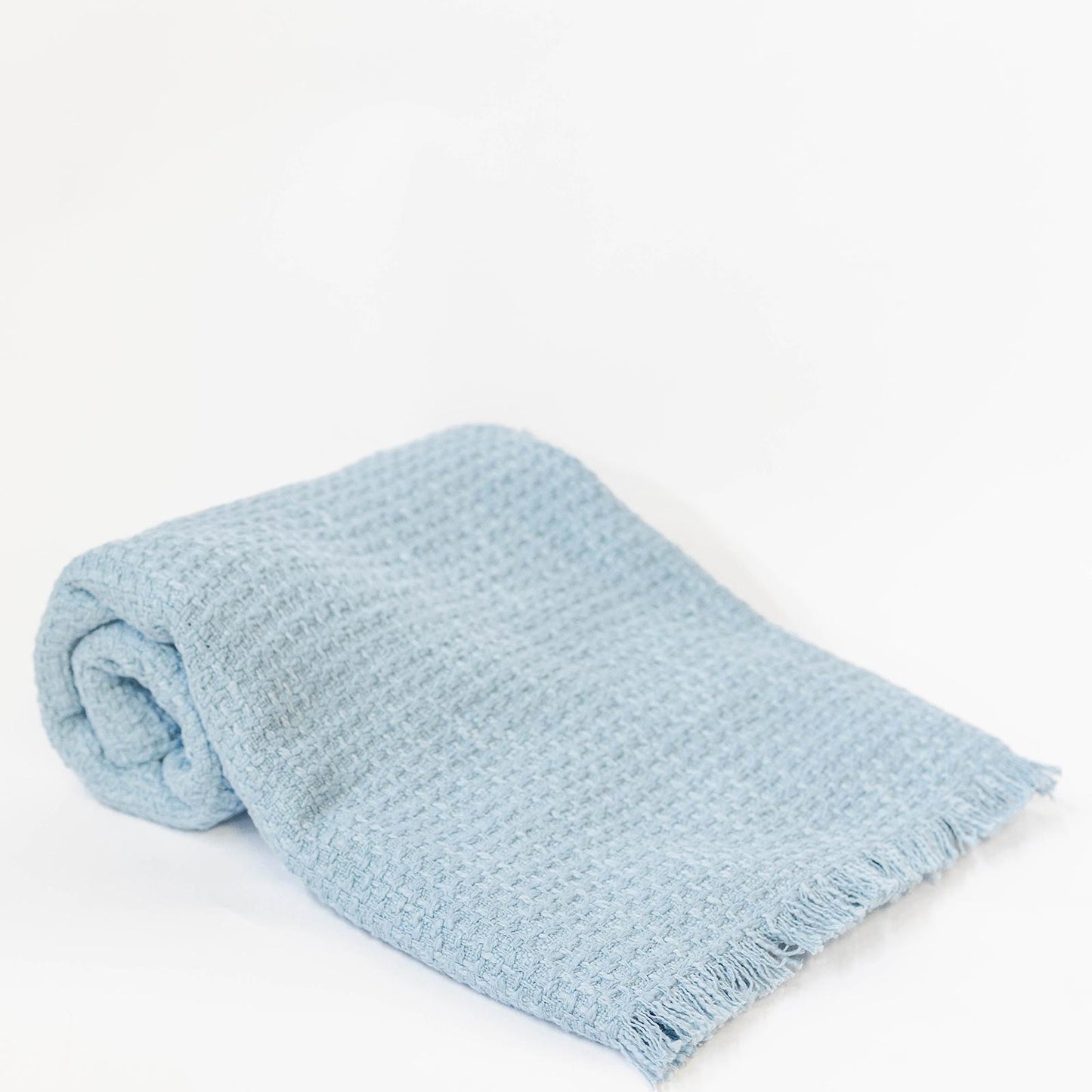 Blue Cotton With Fringe Throw