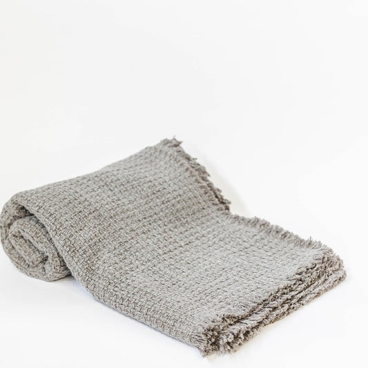 Gray Cotton With Fringe Throw