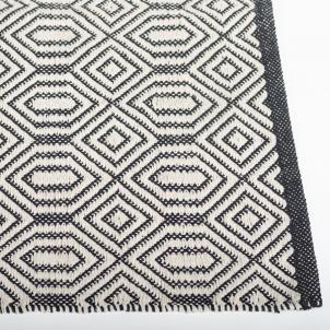 White And Black Patterned Woven Cotton Rug