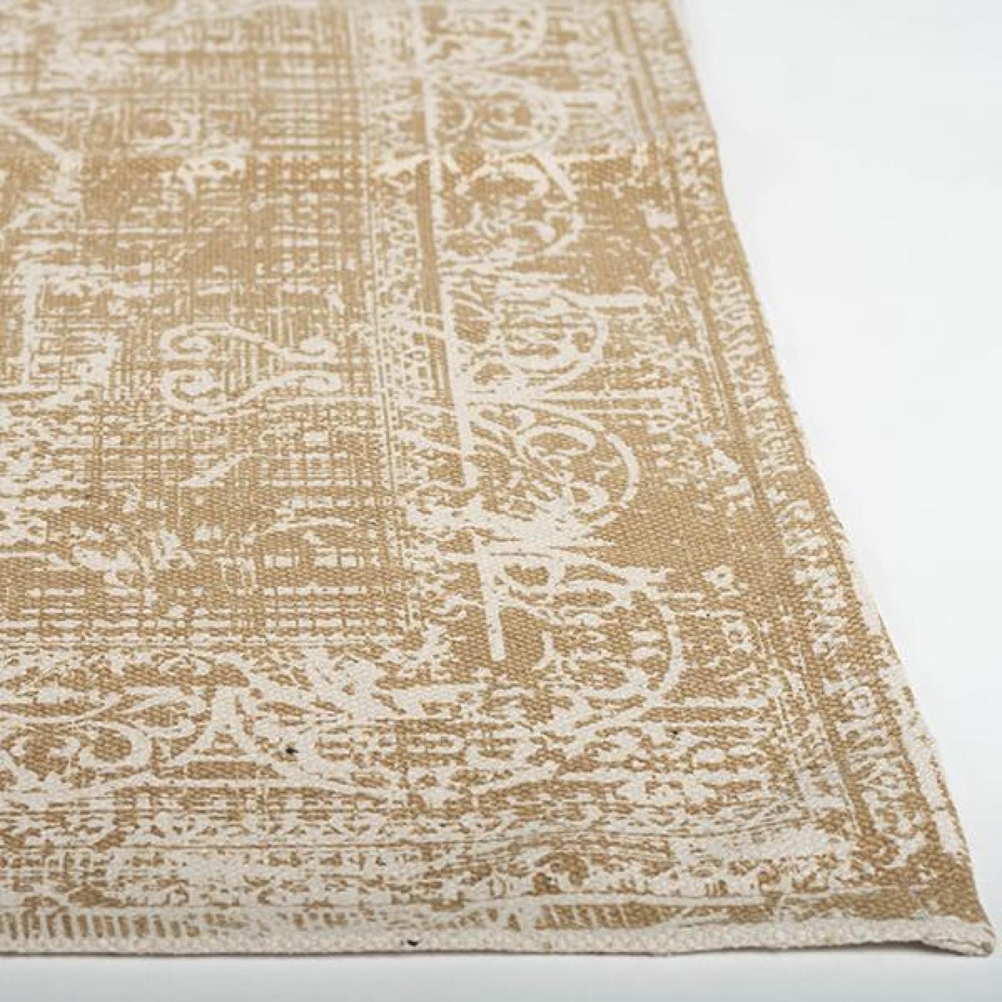 Light Brown And Ivory Patterned Rug