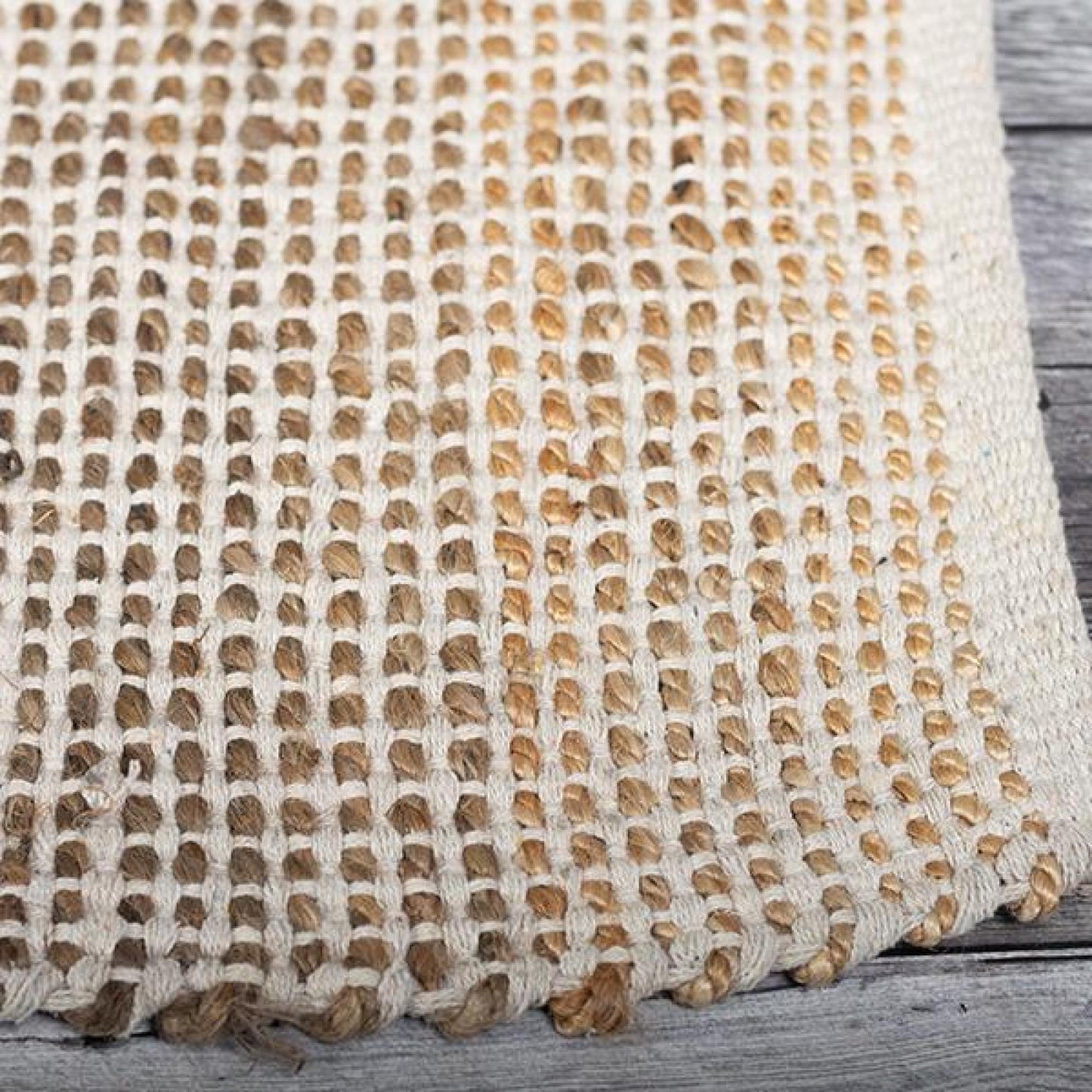 Jute And Cotton Woven Striped Runner Rug