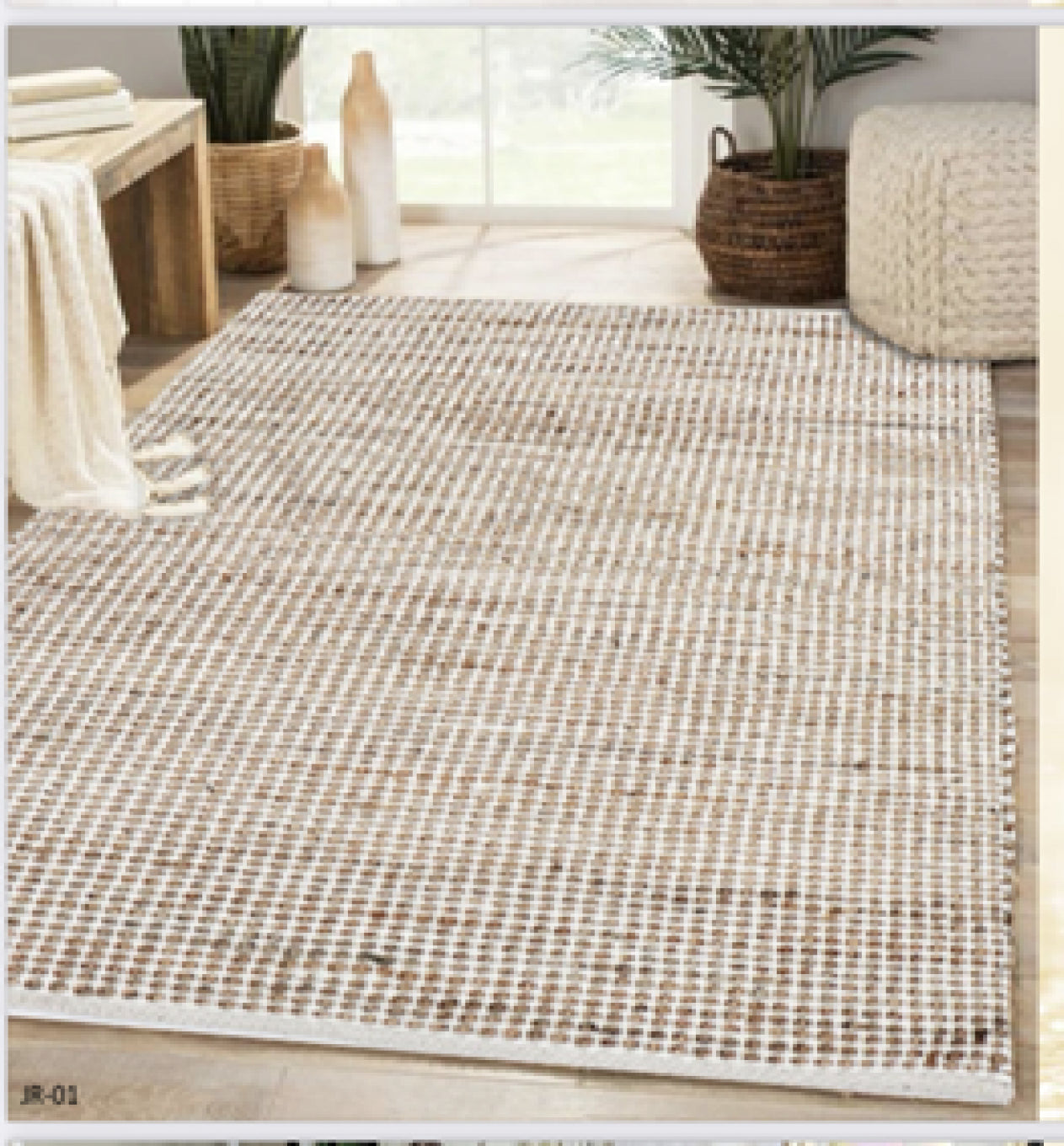 Jute And Cotton Woven Striped Rug