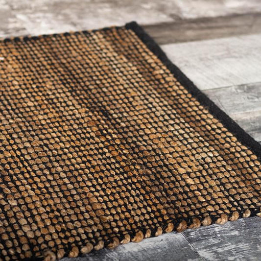 Black And Brown Jute And Cotton Runner Rug