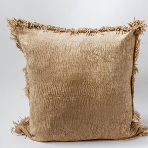 Golden Beige With Fringes Cushion Cover