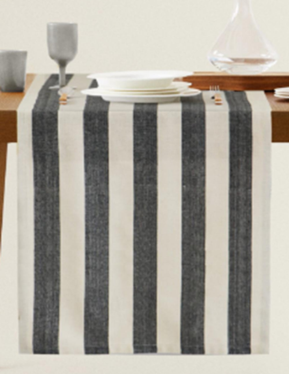 Black And White Striped Table Runner