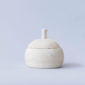 Washed White Lidded Decorative Wooden Jar