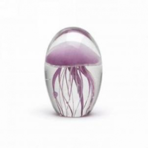 Glowing Lilac Glass Jellyfish Paperweight