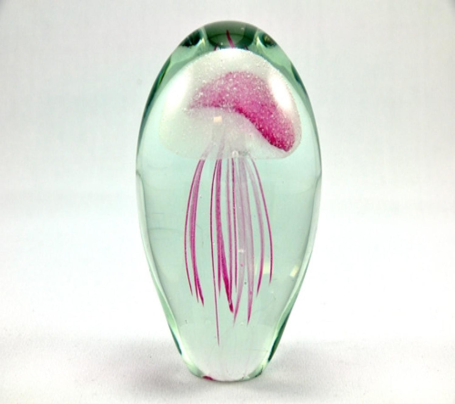 Glowing Pink Glass Jellyfish Paperweight