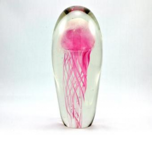 Glowing Pink Jellyfish Paperweight