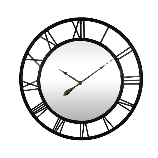 Oversized Roman Numerals Framed On A Mirror Wall Clock