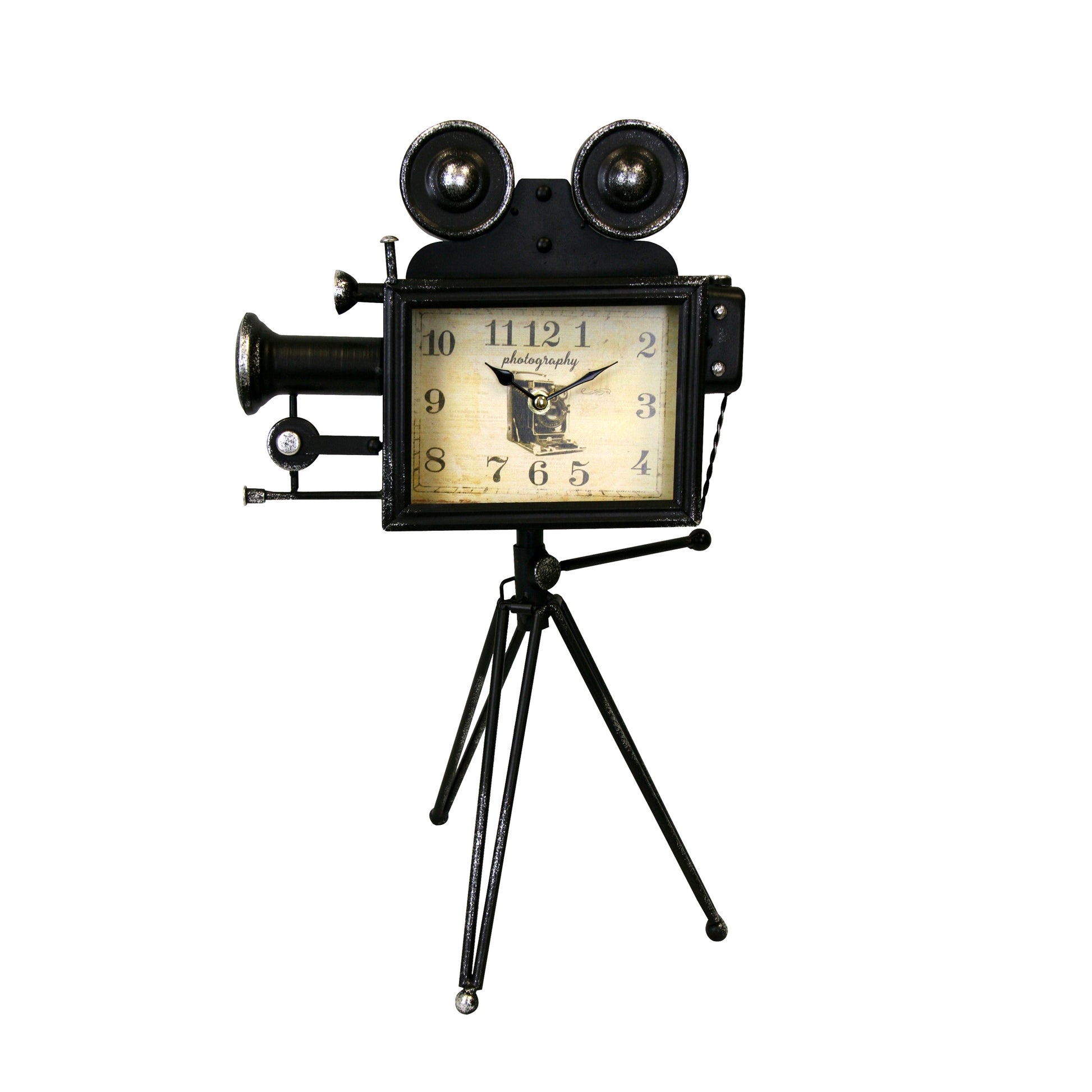 Tripod Film Projector Table Clock